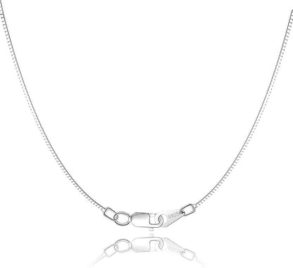 Solid 18K Gold Over 925 Sterling Silver Chain Necklace for Women Girls, 0.8mm Box Chain Lobster Claw Clasp-Super Thin & Strong Necklace Chain 16/18/20/22/24 Inch XL-044