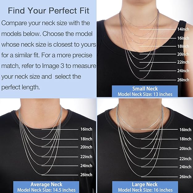 Solid 18K Gold Over 925 Sterling Silver Chain Necklace for Women Girls, 0.8mm Box Chain Lobster Claw Clasp-Super Thin & Strong Necklace Chain 16/18/20/22/24 Inch XL-044