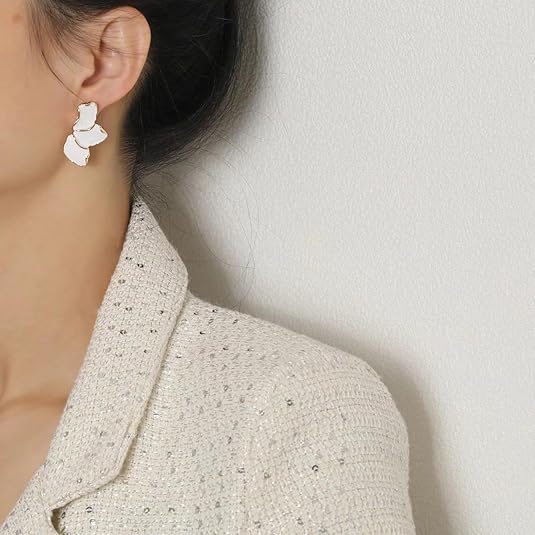 Irregular Petal Earring For Women Stainless Steel Unique Statement Dangle Earrings Trendy Jewelry Gift EH-045