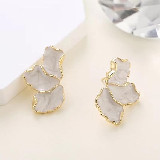 Irregular Petal Earring For Women Stainless Steel Unique Statement Dangle Earrings Trendy Jewelry Gift EH-045