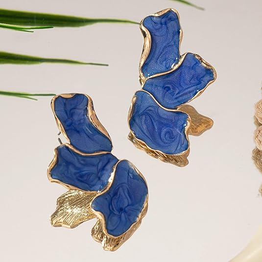 Irregular Petal Earring For Women Stainless Steel Unique Statement Dangle Earrings Trendy Jewelry Gift EH-045