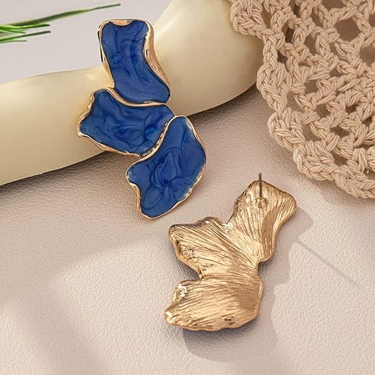 Irregular Petal Earring For Women Stainless Steel Unique Statement Dangle Earrings Trendy Jewelry Gift EH-045