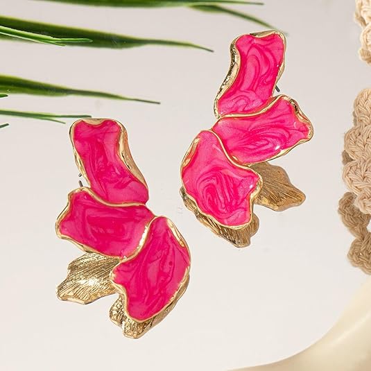 Irregular Petal Earring For Women Stainless Steel Unique Statement Dangle Earrings Trendy Jewelry Gift EH-045