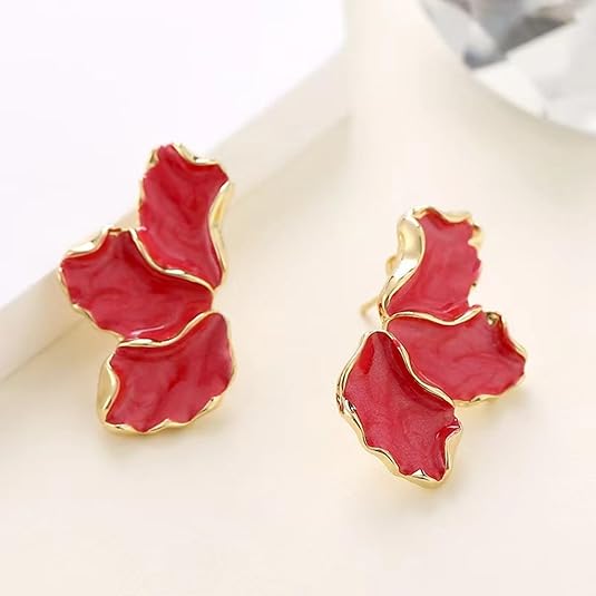 Irregular Petal Earring For Women Stainless Steel Unique Statement Dangle Earrings Trendy Jewelry Gift EH-045