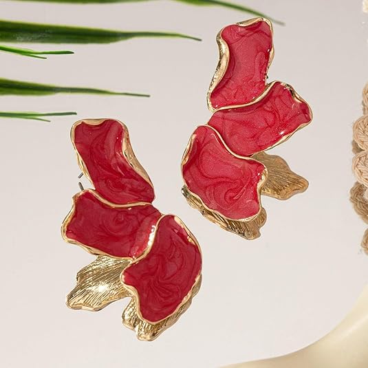 Irregular Petal Earring For Women Stainless Steel Unique Statement Dangle Earrings Trendy Jewelry Gift EH-045