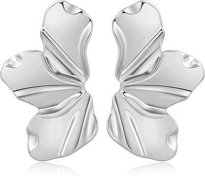Irregular Petal Earring For Women Stainless Steel Unique Statement Dangle Earrings Trendy Jewelry Gift EH-045