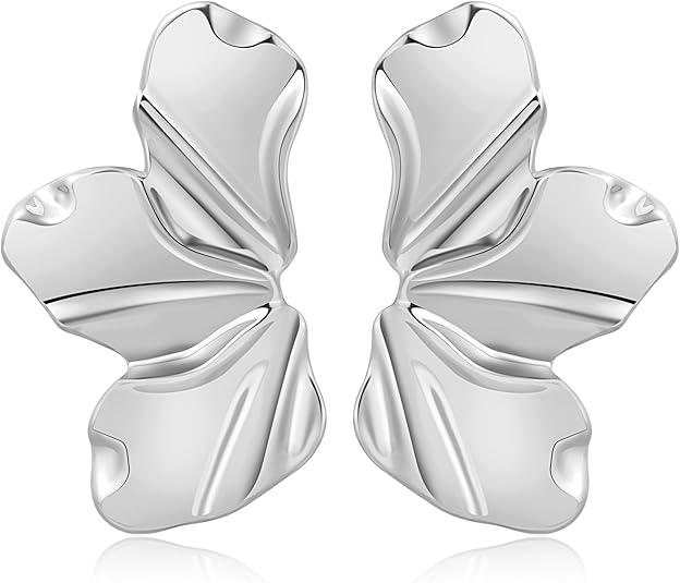 Irregular Petal Earring For Women Stainless Steel Unique Statement Dangle Earrings Trendy Jewelry Gift EH-045