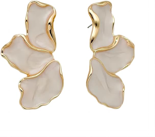 Irregular Petal Earring For Women Stainless Steel Unique Statement Dangle Earrings Trendy Jewelry Gift EH-045