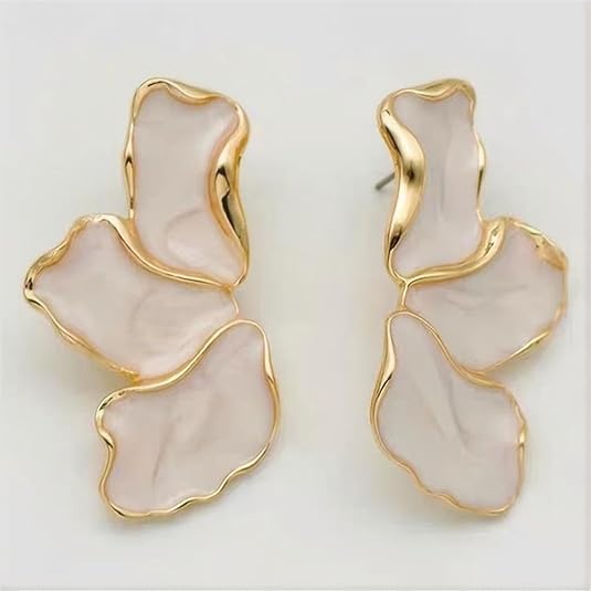 Irregular Petal Earring For Women Stainless Steel Unique Statement Dangle Earrings Trendy Jewelry Gift EH-045