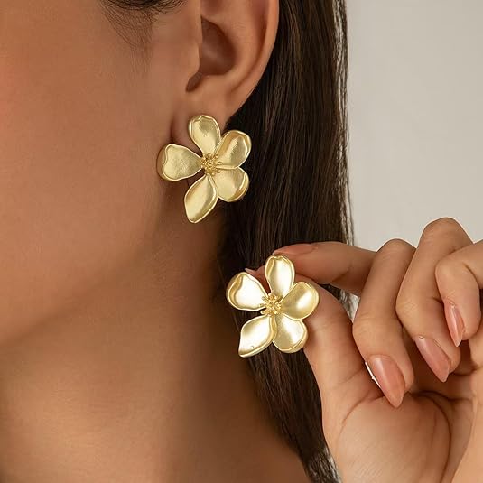 Irregular Petal Earring For Women Stainless Steel Unique Statement Flower Dangle Earrings Trendy Jewelry Gift EH-046