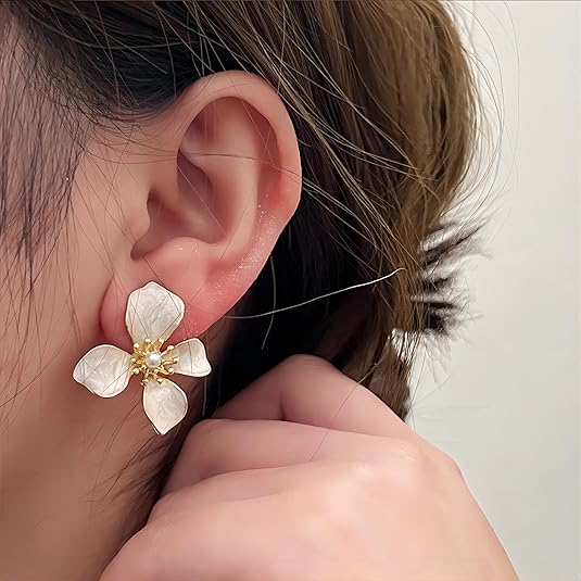 Irregular Petal Earring For Women Stainless Steel Unique Statement Flower Dangle Earrings Trendy Jewelry Gift EH-046