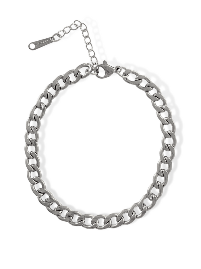 cuban link anklet gold plated stainless steel adjustable extender chunky chain minimalist style everyday wear stacking friendly tarnish resistant JL-006