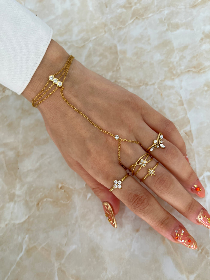 starburst ring gold plated adjustable band pave zircon dainty jewelry minimalist style sun motif open ended everyday wear gift for her JZ-023