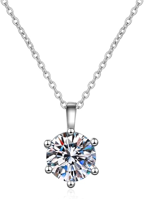 1 Carat Lab Grown Diamond Necklaces For Women Solid 14K White Gold 6 Prong Pendant Necklace IGI Certified Lab Grown Diamond Pendant Necklace For Women XL-047