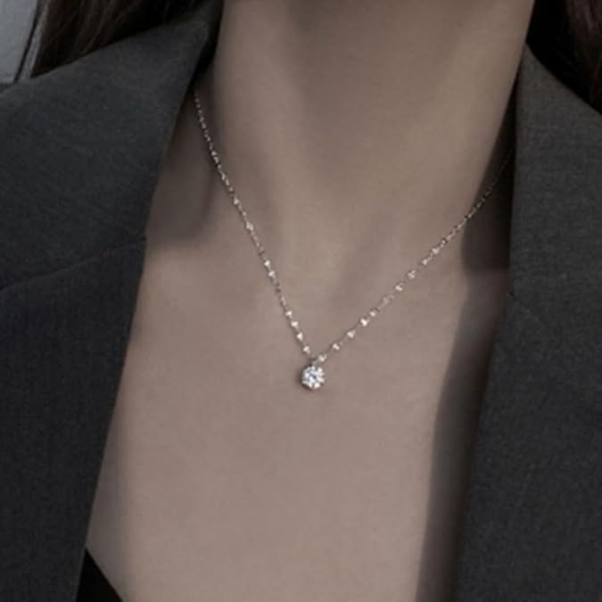 1 Carat Lab Grown Diamond Necklaces For Women Solid 14K White Gold 6 Prong Pendant Necklace IGI Certified Lab Grown Diamond Pendant Necklace For Women XL-047