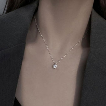 1 Carat Lab Grown Diamond Necklaces For Women Solid 14K White Gold 6 Prong Pendant Necklace IGI Certified Lab Grown Diamond Pendant Necklace For Women XL-047