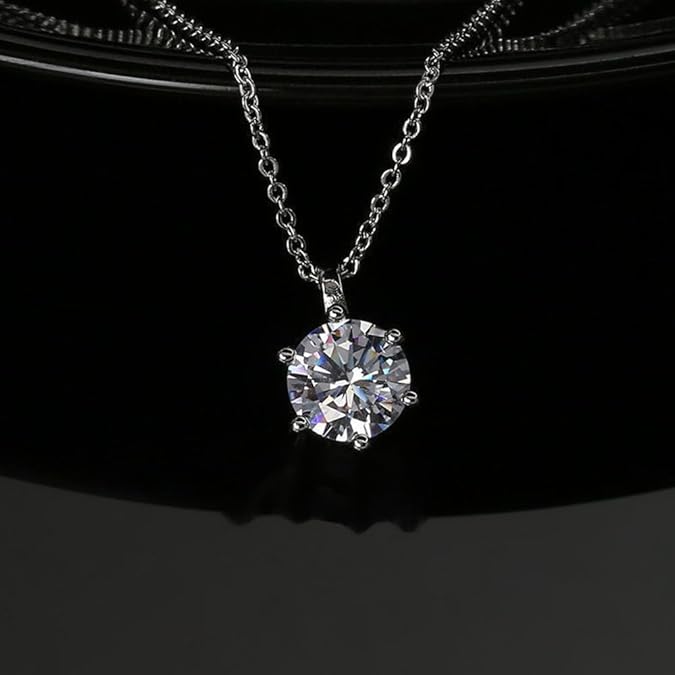1 Carat Lab Grown Diamond Necklaces For Women Solid 14K White Gold 6 Prong Pendant Necklace IGI Certified Lab Grown Diamond Pendant Necklace For Women XL-047