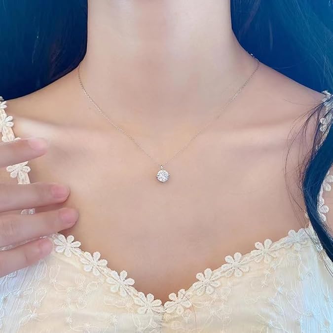 1 Carat Lab Grown Diamond Necklaces For Women Solid 14K White Gold 6 Prong Pendant Necklace IGI Certified Lab Grown Diamond Pendant Necklace For Women XL-047