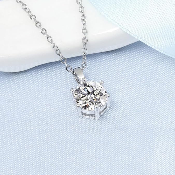 1 Carat Lab Grown Diamond Necklaces For Women Solid 14K White Gold 6 Prong Pendant Necklace IGI Certified Lab Grown Diamond Pendant Necklace For Women XL-047