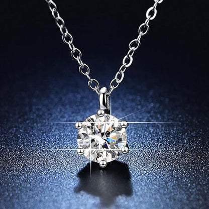 1 Carat Lab Grown Diamond Necklaces For Women Solid 14K White Gold 6 Prong Pendant Necklace IGI Certified Lab Grown Diamond Pendant Necklace For Women XL-047