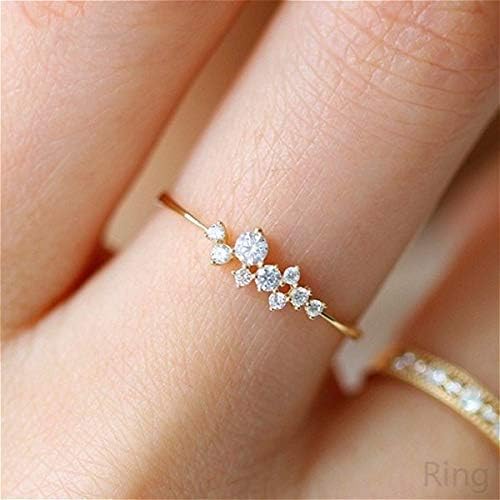 Simple 18k Gold plated Rings for Teen Girls White Studded Eternity Wedding Ring 925 Sterling Silver Plated Engagement Stackable Rings Women Fashion Jewelry Gift for her JZ-024