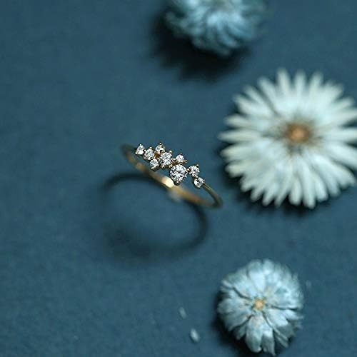 Simple 18k Gold plated Rings for Teen Girls White Studded Eternity Wedding Ring 925 Sterling Silver Plated Engagement Stackable Rings Women Fashion Jewelry Gift for her JZ-024