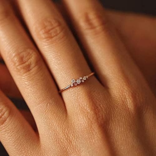 Simple 18k Gold plated Rings for Teen Girls White Studded Eternity Wedding Ring 925 Sterling Silver Plated Engagement Stackable Rings Women Fashion Jewelry Gift for her JZ-024