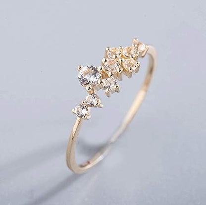 Simple 18k Gold plated Rings for Teen Girls White Studded Eternity Wedding Ring 925 Sterling Silver Plated Engagement Stackable Rings Women Fashion Jewelry Gift for her JZ-024