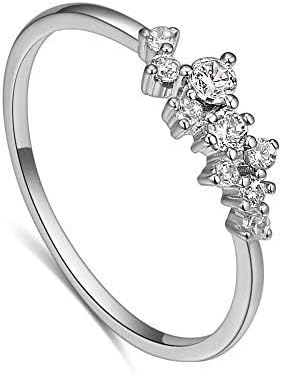 Simple 18k Gold plated Rings for Teen Girls White Studded Eternity Wedding Ring 925 Sterling Silver Plated Engagement Stackable Rings Women Fashion Jewelry Gift for her JZ-024