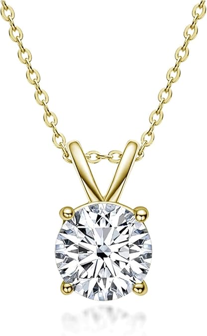 The Diamond Channel Certified LAB GROWN 0.25-2.00ct Diamond Necklace for Women, 14 Karat Solid Gold 4-Prong Diamond Necklace, Gold Necklace For Women (F-G Color, VS1-VS2 Clarity) XL-048