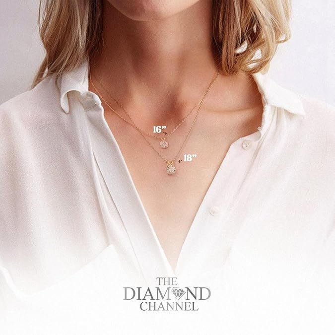 The Diamond Channel Certified LAB GROWN 0.25-2.00ct Diamond Necklace for Women, 14 Karat Solid Gold 4-Prong Diamond Necklace, Gold Necklace For Women (F-G Color, VS1-VS2 Clarity) XL-048