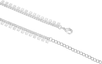 Gold Plated Charm Link Chain Anklets for Women | Dainty Cubic Zirconia Boho Dot Evil Eye Star Station Solitaire Pearl Beaded Festival Adjustable Gold Anklets JL-012