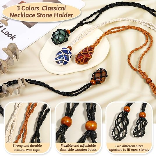 Crystals Necklace Holders and Healing Stones Set, 6Pcs Adjustable Crystal Cage with 7 Chakra Crystals and Healing Stones for Yoga, Meditation, Jewelry Gift and Home Decor XL-049