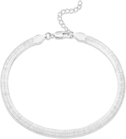 14K-18K Gold Plated Charm Link Flat Gold Anklets for Women | Beaded Paperclip Snake Chain Jewelry Anklets JL-017