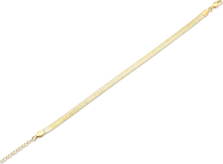 14K-18K Gold Plated Charm Link Flat Gold Anklets for Women | Beaded Paperclip Snake Chain Jewelry Anklets JL-017