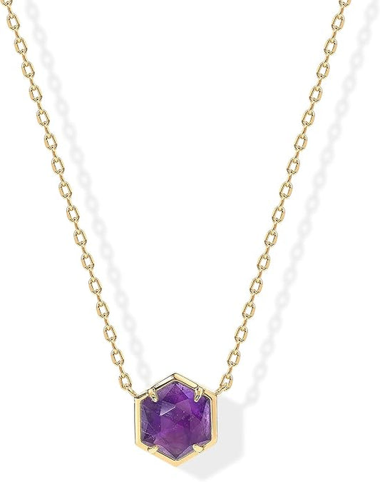925 Sterling Silver chain Plated Gemstone Pendant Necklace | Dainty Chain Necklaces for Women | Amethyst, Onyx, Green Fluorite, Labradorite, Pearl, Rose Quartz, Agate, Sodalite, Turquoise Gemstone Pendants XL-025