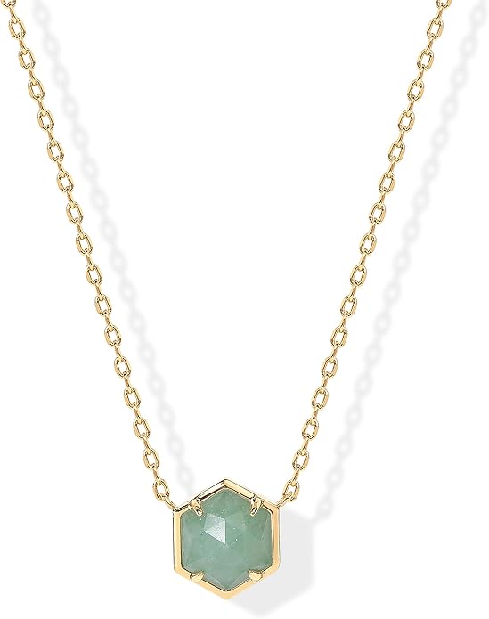 925 Sterling Silver chain Plated Gemstone Pendant Necklace | Dainty Chain Necklaces for Women | Amethyst, Onyx, Green Fluorite, Labradorite, Pearl, Rose Quartz, Agate, Sodalite, Turquoise Gemstone Pendants XL-025