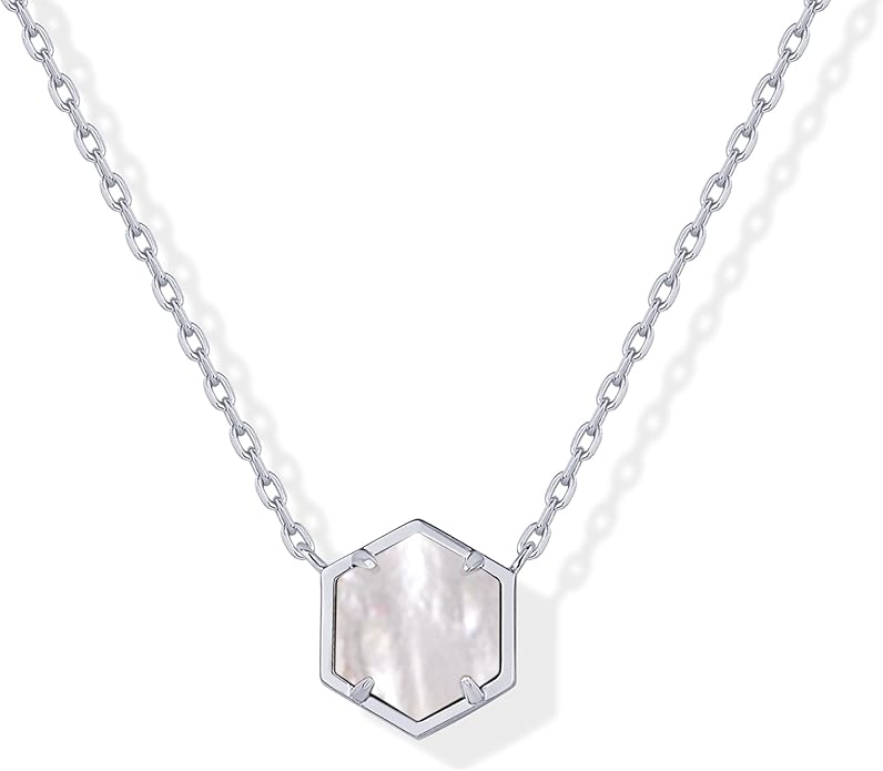 925 Sterling Silver chain Plated Gemstone Pendant Necklace | Dainty Chain Necklaces for Women | Amethyst, Onyx, Green Fluorite, Labradorite, Pearl, Rose Quartz, Agate, Sodalite, Turquoise Gemstone Pendants XL-025