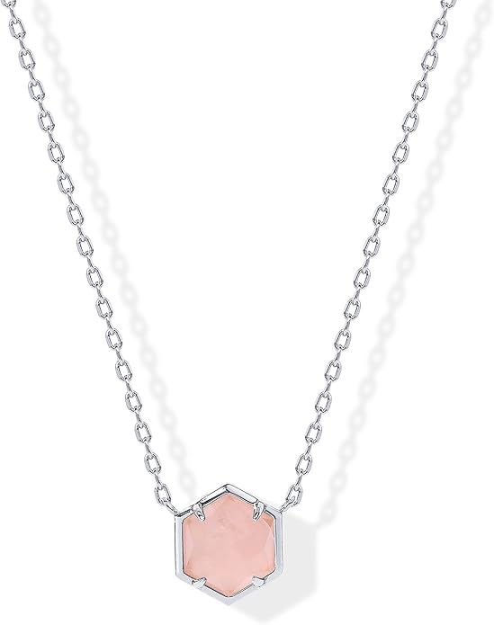 925 Sterling Silver chain Plated Gemstone Pendant Necklace | Dainty Chain Necklaces for Women | Amethyst, Onyx, Green Fluorite, Labradorite, Pearl, Rose Quartz, Agate, Sodalite, Turquoise Gemstone Pendants XL-025