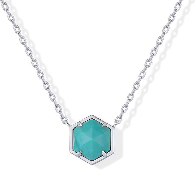 925 Sterling Silver chain Plated Gemstone Pendant Necklace | Dainty Chain Necklaces for Women | Amethyst, Onyx, Green Fluorite, Labradorite, Pearl, Rose Quartz, Agate, Sodalite, Turquoise Gemstone Pendants XL-025