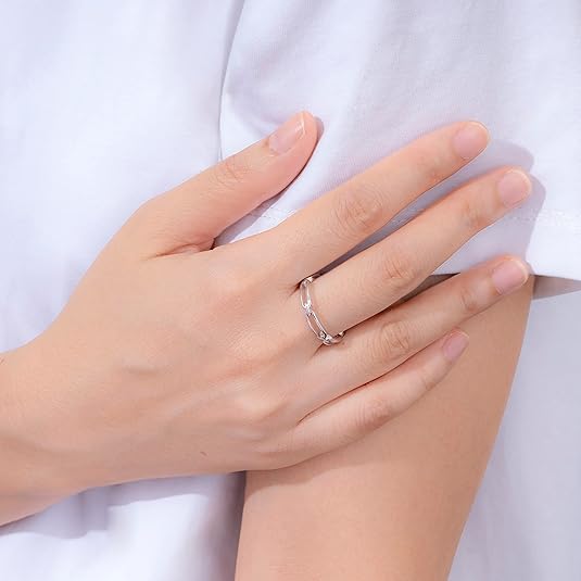 14K Gold or Rhodium Plated Sterling Silver Chain Link Band Ring JZ-031