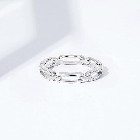 14K Gold or Rhodium Plated Sterling Silver Chain Link Band Ring JZ-031