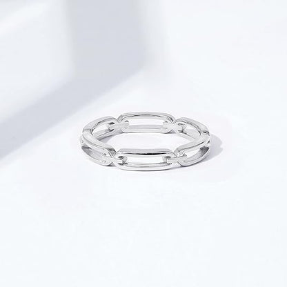 14K Gold or Rhodium Plated Sterling Silver Chain Link Band Ring JZ-031