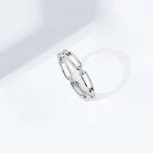 14K Gold or Rhodium Plated Sterling Silver Chain Link Band Ring JZ-031