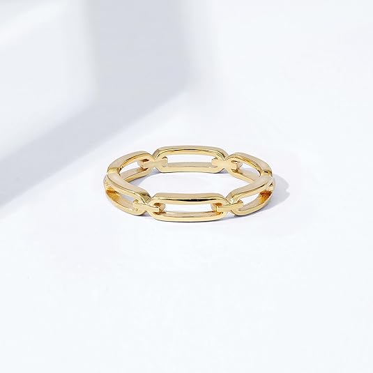 14K Gold or Rhodium Plated Sterling Silver Chain Link Band Ring JZ-031