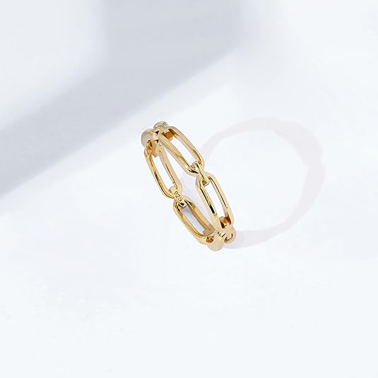 14K Gold or Rhodium Plated Sterling Silver Chain Link Band Ring JZ-031