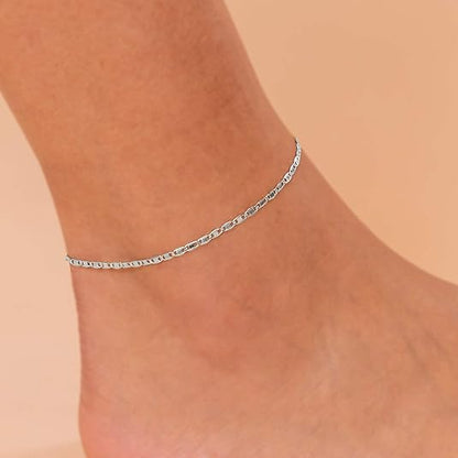 Gold Plated Charm Link Flat Gold Anklets for Women Paperclip Snake Chain Jewelry Anklets JL-018