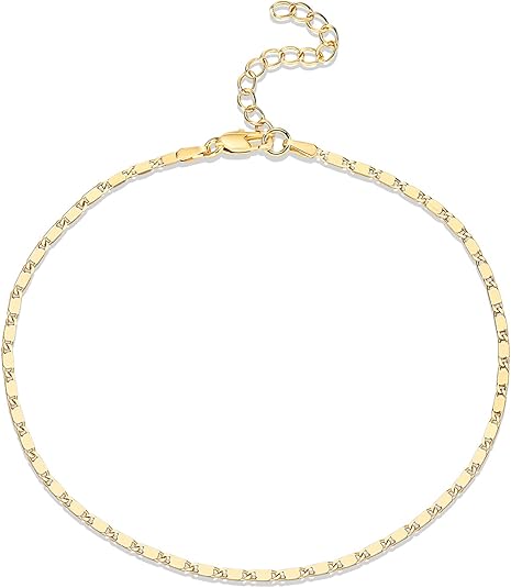 Gold Plated Charm Link Flat Gold Anklets for Women Paperclip Snake Chain Jewelry Anklets JL-018