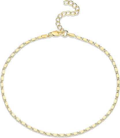 Gold Plated Charm Link Flat Gold Anklets for Women Paperclip Snake Chain Jewelry Anklets JL-018