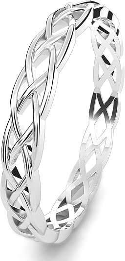 925 Sterling Silver Celtic Knot Eternity Band Ring JZ-032